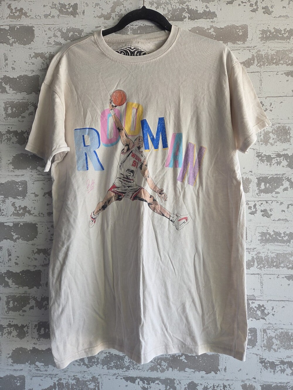 Rodman Brand "The Worm" 91 Basketball Graphic T-Shirt Medium